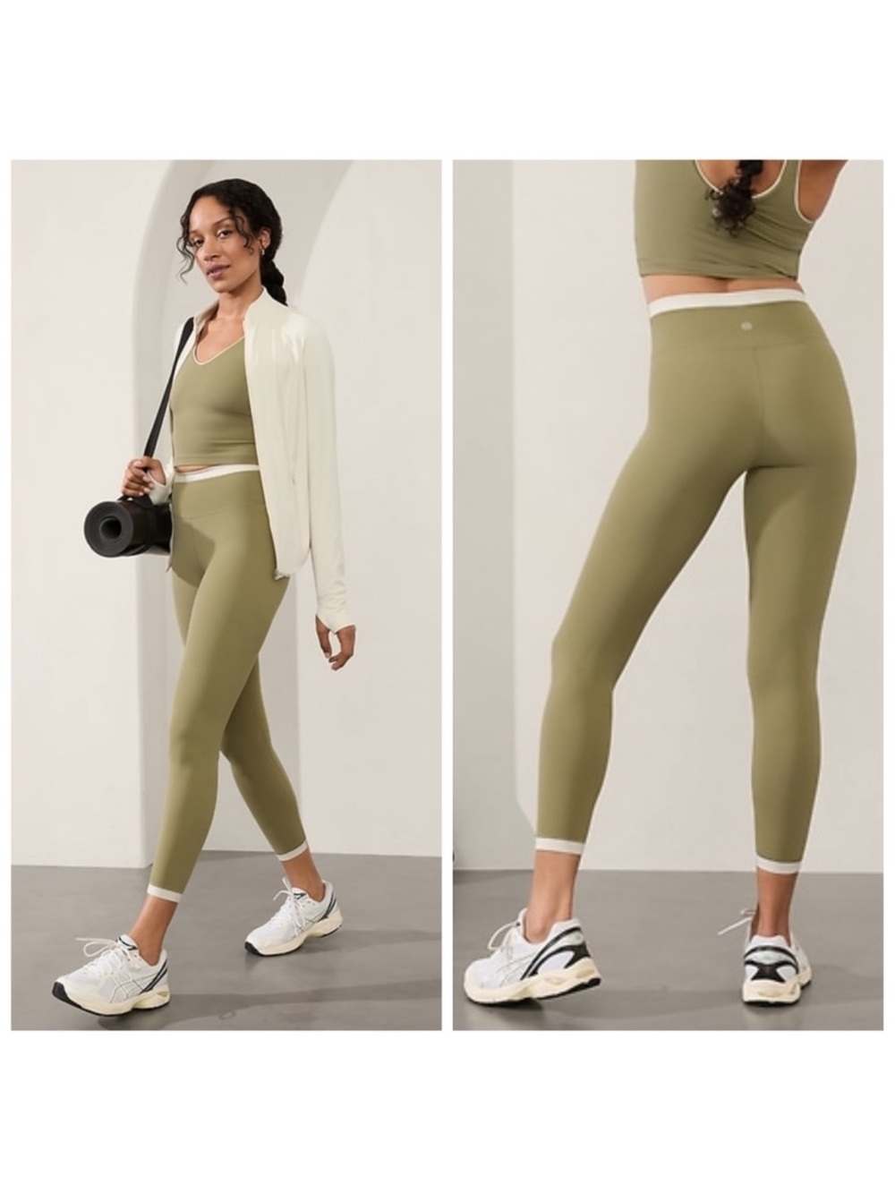 Athleta Transcend Tipped 7/8 Tight Olive Green